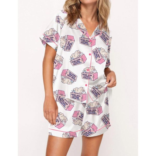 Crying Over Fictional Characters Pajama Set For Women 1