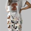 Dachshund Wine Casual Pajama Set For Women 1