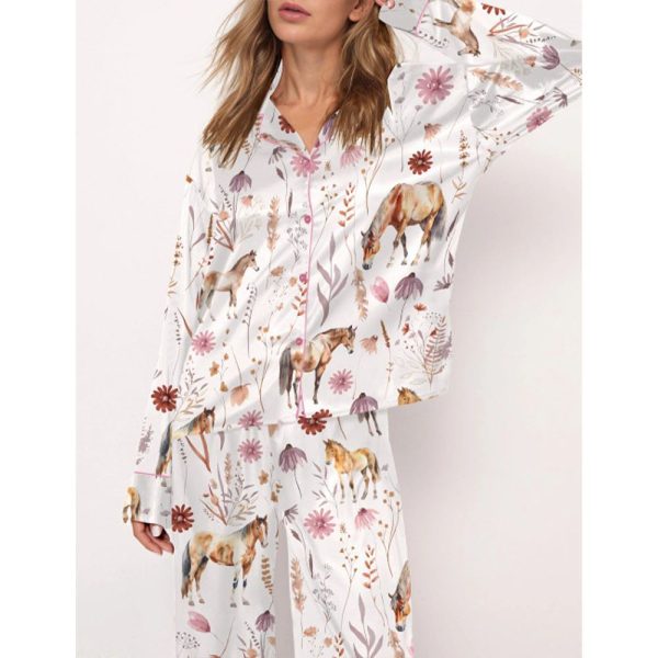 Floral Horse Pajama Set For Women 2