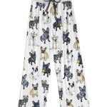 French Bulldog Contrast Wide Leg Pants For Women