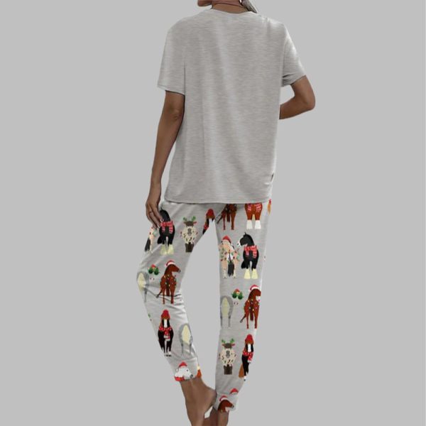 Funny Horse Christmas Casual Pajama Set For Women 2