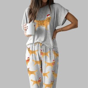 Golden Retriever Casual Pajama Set For Women 1