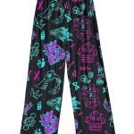 Graffiti Arcane Contrast Wide Leg Pants For Women