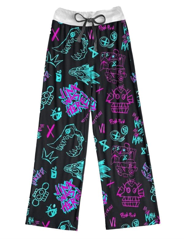 Graffiti Arcane Contrast Wide Leg Pants For Women 1