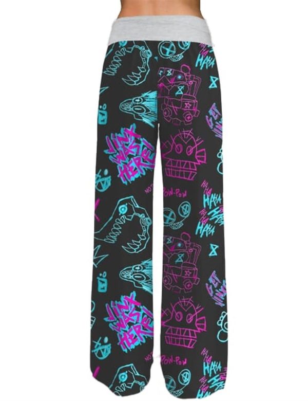 Graffiti Arcane Contrast Wide Leg Pants For Women 3