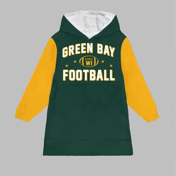 Green Bay Football Blanket Hoodie 1