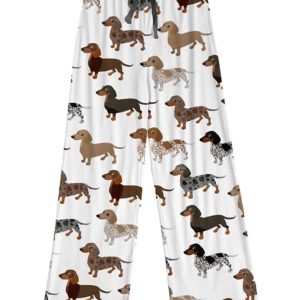 Longhaired Dachshund Contrast Wide Leg Pants For Women 1