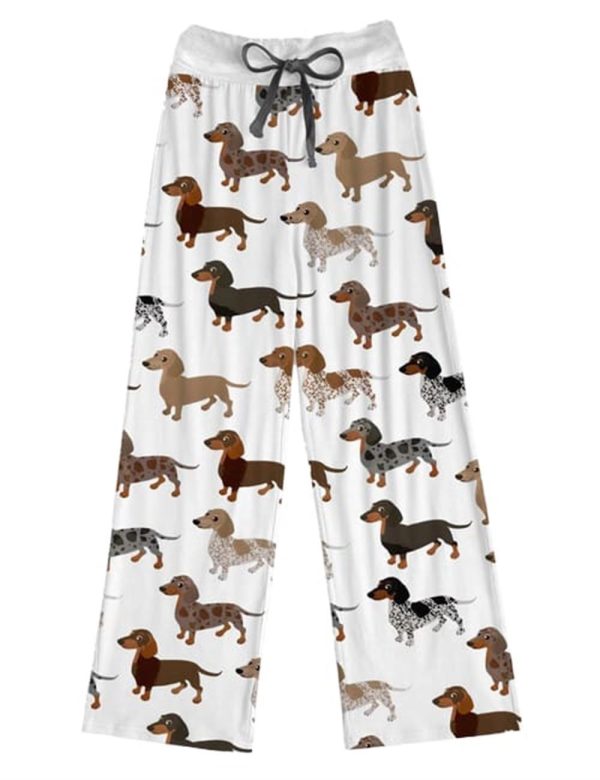 Longhaired Dachshund Contrast Wide Leg Pants For Women 1