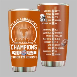 Longhorns 2025 Chick Fil A Peach Bowl Champions HookEm Horns Tumbler 0