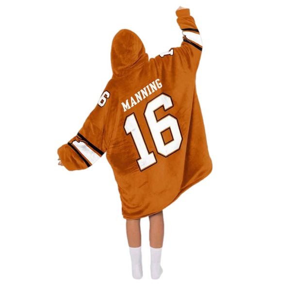 Longhorns Manning 16 Football Unisex Blanket Hoodie 2