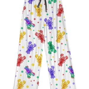 Mardi Gras Crawfish Contrast Wide Leg Pants For Women 1