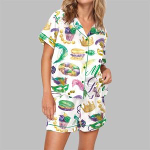 Mardi Gras Watercolor Pajama Set For Women 1