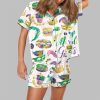 Mardi Gras Watercolor Pajama Set For Women 2