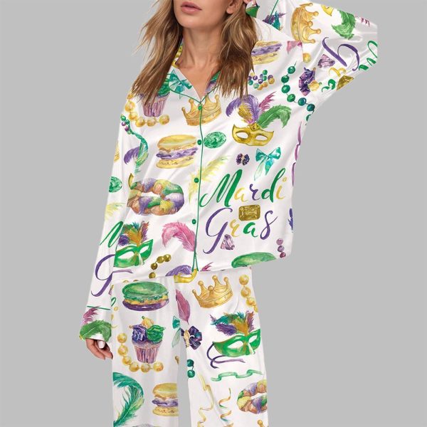 Mardi Gras Watercolor Pajama Set For Women 3