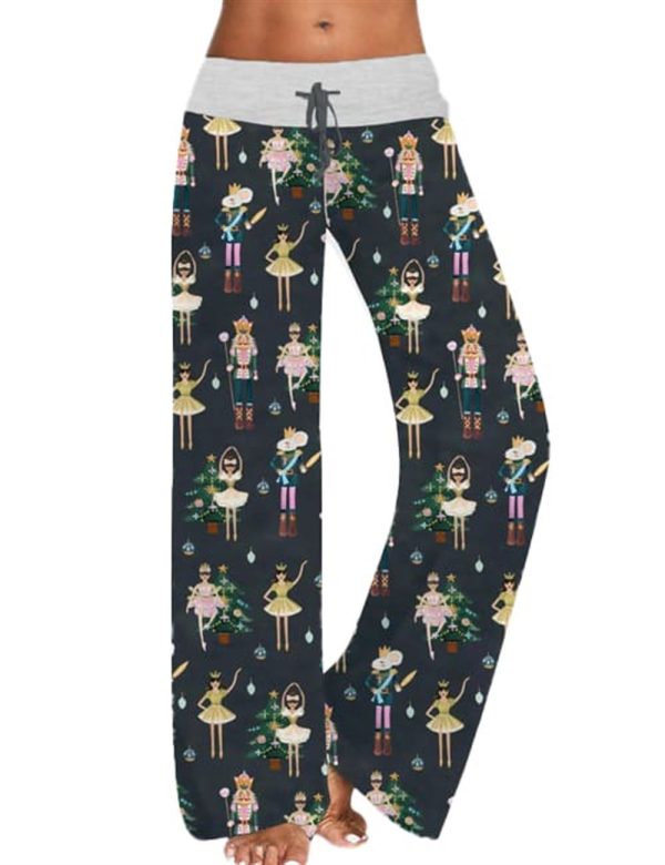 Nutcracker Christmas Tree Drawstring Waistband Pants For Women 1