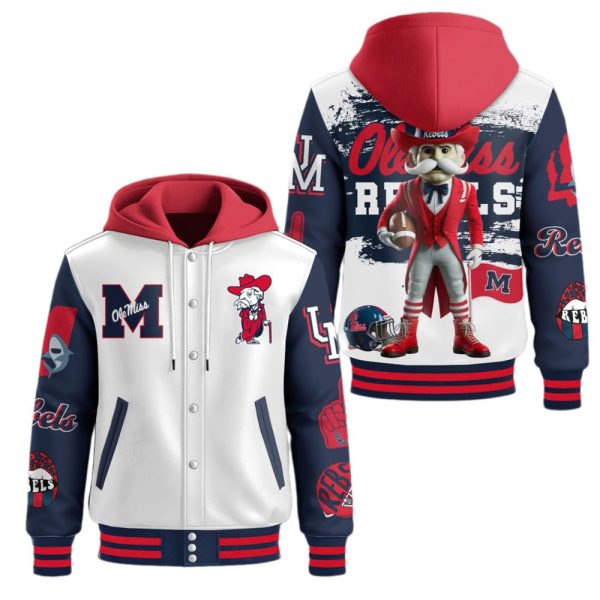 Ole Miss Rebels Hooded Baseball Jacket 2025 2