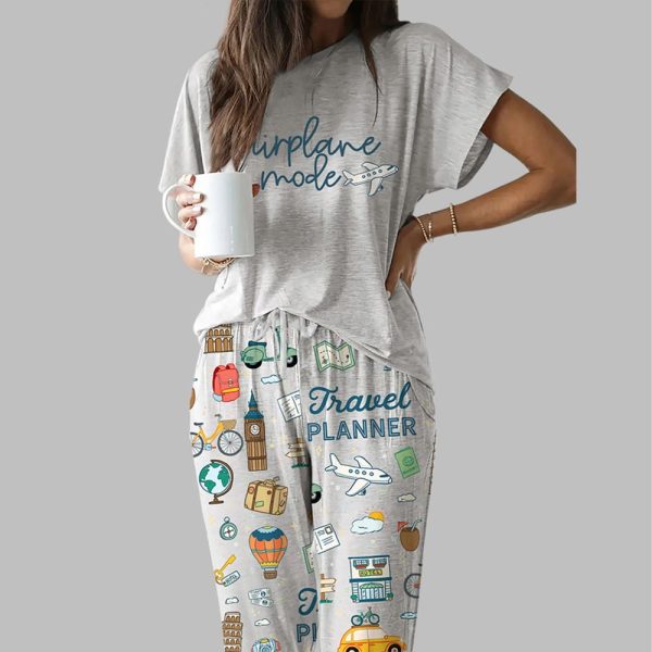 Travel Planner Casual Pajama Set For Women 1