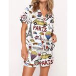 Travel To Paris Pajama Set For Women