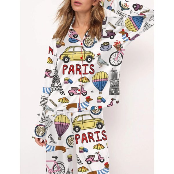 Travel To Paris Pajama Set For Women 2