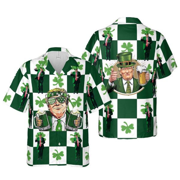 Trump St Patrick's Day Political Hawaiian Shirt