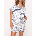 Vintage Sea Animals Pajama Set For Women