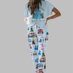 White Christmas Sisters Casual Pajama Set For Women