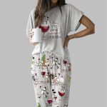 Winey Snowman Casual Pajama Set For Women